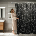 Stylish Black Marble Shower Curtain Plastic Waterproof Anti-Mold Bathroom Curtain for Bathtub Bathroom Partition RV Curtain.