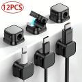 1/6/12Pcs Magnetic Cable Holder Self Adhesive Cord Clip Smooth Pulling Charging Cable Keeper Wire Clip for Car/Home/Office. 