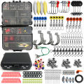 170-410pcs Professional Fishing Kit with Tackle Box, Hooks Sinkers Swivels for Bass Trout Saltwater Fishing Complete Lure Set. 