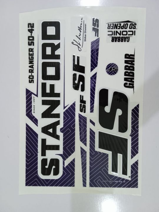 New 3D 2023 SF (STANFORD- GABBAR)BLACK & Purple  Edition Top Quality Cricket Bat Sticker For Professional Players