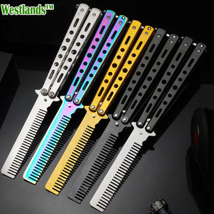 Portable Butterfly Training Knife Foldable CSGO Balisong Trainer Pocket Flail Knife Uncut Blade Butterfly Comb For Training Tool
