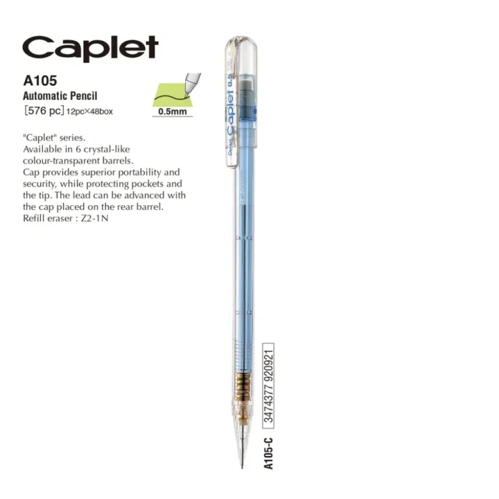 Pentel%20caplet%20A105%200.5mm%20Pentel%20mechanical%20pencil%20blue%20handle%20-%20Image%202