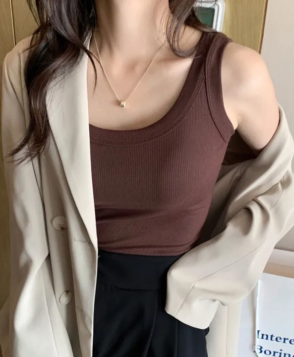 PX 32-36 inches premium grade cotton padded bra top underwear comfortable hot fit women's tank top gray yellow purple