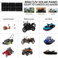 IP65Waterproof Solar Panel Kit 30W 12V Portable Solar Charger with USB Outdoor Battery Powered for Cars Motorcycles and Camping.