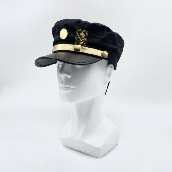 JoJo's%20Bizarre%20Adventure%20Kujo%20Jotaro%20Cosplay%20Cap%20Unisex%20Adult%20Metal%20Badge%20Hat%20Prop%20-%20Image%204