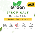 Epsom Salt 2kg  Epsom Salt Magnesium sulphate  Epsom Salt for Bath  Epsom Salt for Pain  Epsom Salt for Plants  Epsom Salt Fertilizer  Grow Green. 