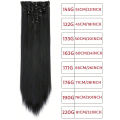 Synthetic Clip Hair Extension Piece Seven-piece Set Of Natural Long Straight Hair Multi-size Women's Hair Accessories. 
