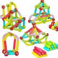 64 Pes Magnetic Blocks Set Toy Magnetic Bar Constructor Building Blocks Montessori Educational Kids Toys For Children Early Educational Toys Set, Magnetic Building Sticks Kit Kids Gift for Age 3+, Recreational Building Sticks Block Set. 