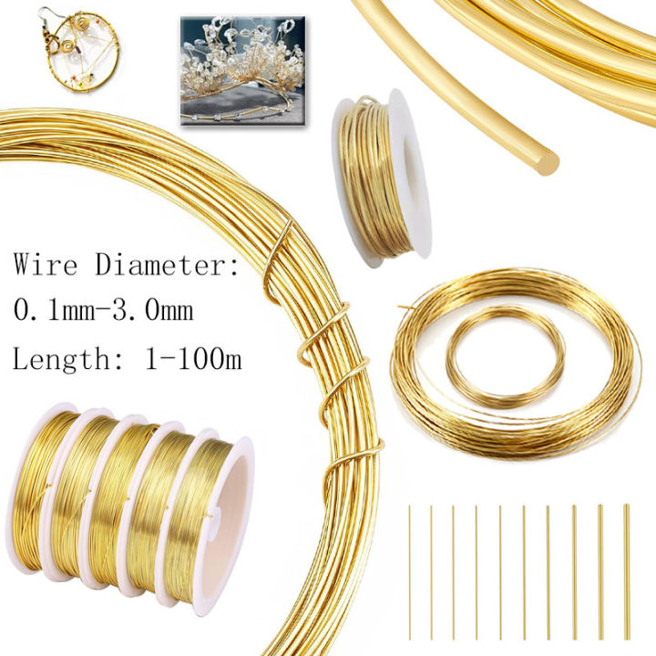1-100m Brass Craft Wire 0.1mm-3mm, Jewelry Making String, Beading Cord, Wire Wrapping, DIY Handmade Craft Supplies
