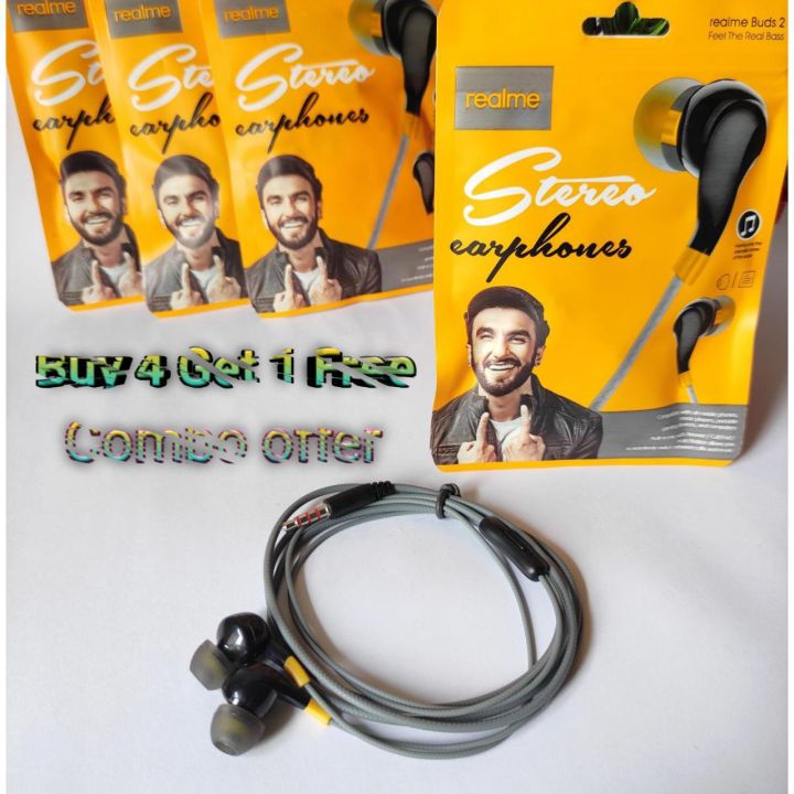 Pieces Realme Stereo Earphone Buy Get Free Combo offer