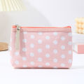 Small Fresh Canvas Dot Makeup Bag Simple and Portable Skincare Storage Bag Korean Version Student Pencil Case Wallet. 