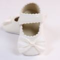 Baby Girls Leather Bowknot Princess Shoes, Non-slip Hook And Loop Fastener Single Shoes Trendy Elegant Crib Shoes Prewalker Shoes. 