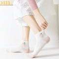 5/10 Pairs Women Striped Ankle Socks Fashionable Breathable Comfortable Spring Summer Cute Pink Fruit Pattern Casual Socks.