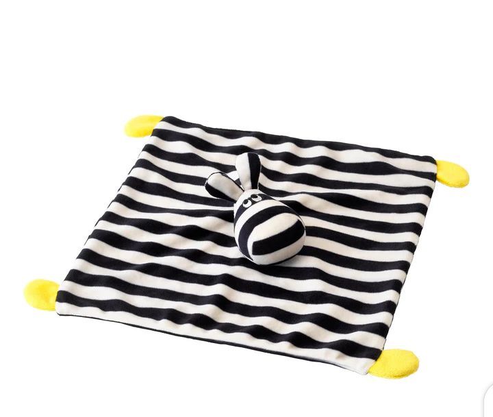 Ikea KLAPPA Zebra ~ Black White Yellow Striped Baby hankies Lovey~CUTE
