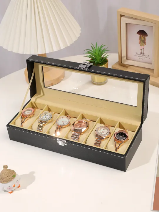 6 Slots Wrist Watch Box Watch Holder Storage Case Organizer PU Leather Watch Display Box regalos para hombre