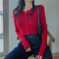 Autumn Spring Slimming Machine Short Top Cardigan Long Sleeve T-shirt One Size. 