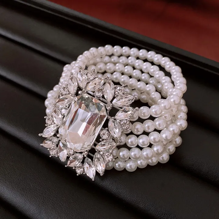 Shiny%20Big%20Square%20Zircon%20Bracelets%20Elegant%20Imitation%20Pearl%20Multi-layer%20Chain%20Bracelets%20Bangles%20for%20Women%20Party%20Wristbands%20K-%20-%20Image%204