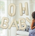 40inch Cream Beige Oh Baby Shower Letter Balloons Beige Foil Letter Balloons for Gender Reveal Decoration 1st Birthday Backdrop. 