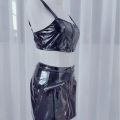 New  Patent Leather Elastic Mini Hip Skirt Nighub Hot Leather Mini Skirt  Evening Dresses Women Black Skirt. 