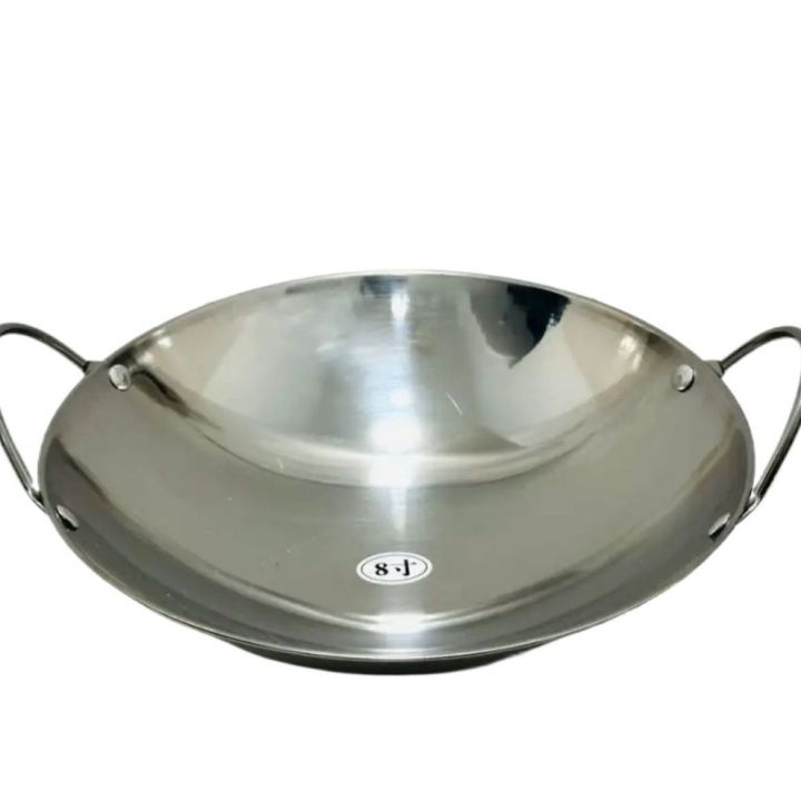 Stainless Steel Wok Stir Fry Pans Traditional Chinese Japanese Woks Pan Cooking Pot with D...