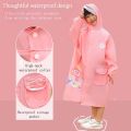 Kids Backpack Raincoat with Cartoon Print – Cute Animal Design Waterproof Hooded Rain Jacket for Toddler Boys Girls.