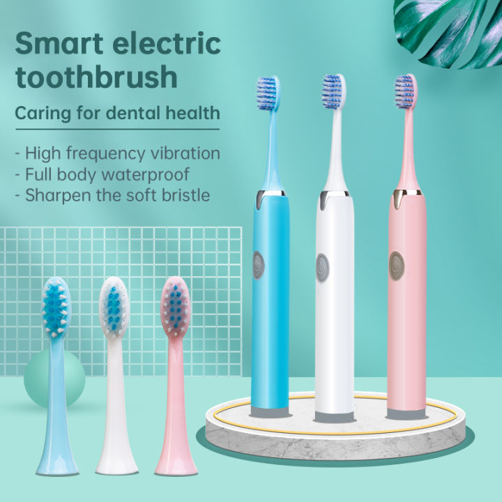 Tongwode%20Sonic%20Electric%20Toothbrush%20IPX7%20Waterproof%20Adult%20Couple%20Home%20Use%20Soft%20Bristle%20Replaceable%20With%206%20Tooth%20Brush%20Heads%20-%20Image%202
