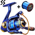 Sougayilang 2000-7000 Spinning Reel Metal Spool 12BB Ball Bearing Max Drag 15KG Fishing Reel With Spare Spool 500m Fishing Line.