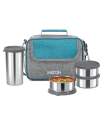 MILTON Daily Meal Lunch Box with Unisex Bag, 3 Stainless Steel Containers 300 ml Each & Tumbler 400 ml, Leak-Proof Tiffin for Office, College, Picnic. 