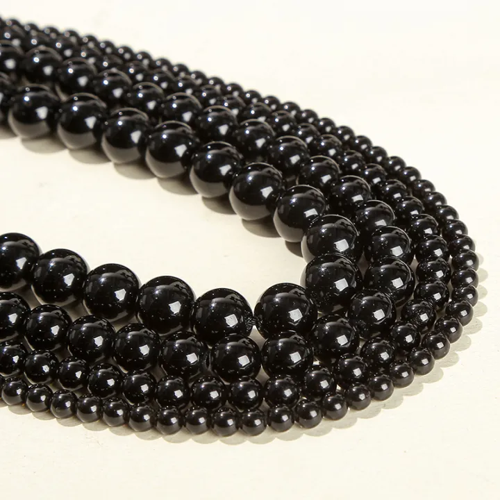 4%206%208%2010mm%20Natural%20Stone%20Black%20Obsidian%20Bead%20Polished%20Round%20Loose%20Spacer%20Bead%20For%20Jewelry%20Making%20Diy%20Necklace%20Bracelet%20Accessory%20-%20Image%202