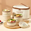 WORTHBUY 304 Stainless Steel Keep Warm Lunch Box For Student Kids Leak-proof Round Insulated Food Jar For Cold And Hot Food.