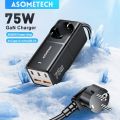 ASOMETECH 75W GaN Desktop Charger Power Strip Charging Station 4000W Rated Power 70W PD Quick Charger For iPhone Laptop.