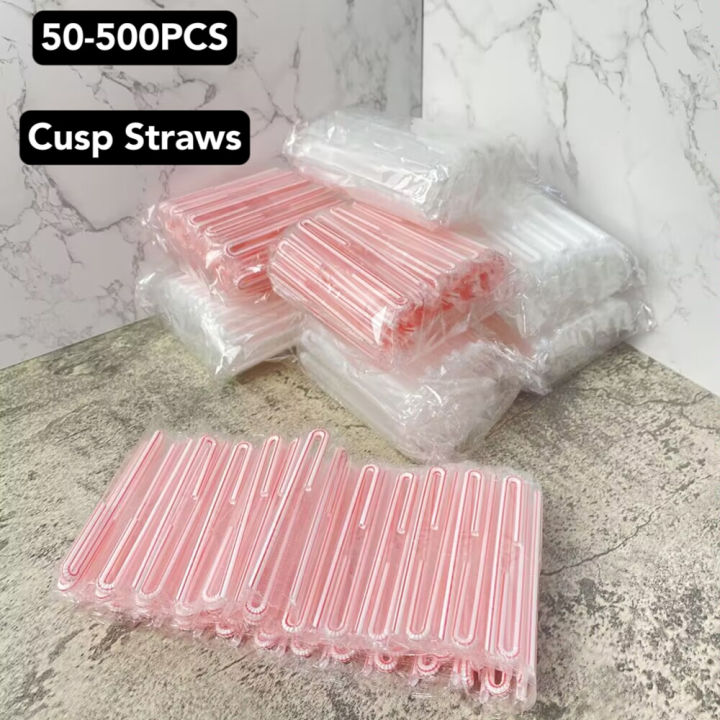 50-500pcs Cusp Straw Chain Package Curved Wrapped Drinking 3.6*150mm PP Thin Straws Milk Tea Drinks Small Straws Smoothies Party