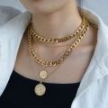 Golden chain vintage multi-layer necklace. 