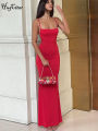 Hugcitar Summer Solid Sleeveless Backless Elegant  Bodycon Y2K Maxi Prom Dress Women Clothes Birthday Party Casual Y2K. 