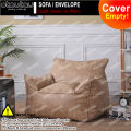 Luxury Single Lazy Sofa Cover Faux Suede Leather Bean Bag Sac Pouf Chair Envelope No Filler Beanbag Corner Seat Sectional Couch. 