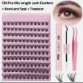 Lash Extension Kit 120 PCs Eyelash Extension Kit Lash Clusters Individual Lashes with Lash glue Bond and Seal Tweezer for Beignner. 
