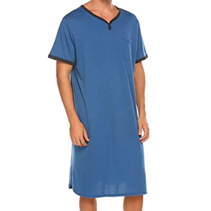 Men's%20Short%20Sleeve%20Thin%20Lengthened%20Leisure%20Pajamas%20Loose%20Skin%20Friendly%20Stretchy%20Robes%20Homewear%20Bathrobes%20Vintage%20Nightgown%20M-3XL%20-%20Image%202