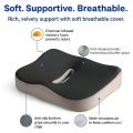 1pc Memory Foam Seat Cushion - 3D Ergonomic Support| Light Green & Grey, Washable Polyester, Car/Office Essentials Home Decor.