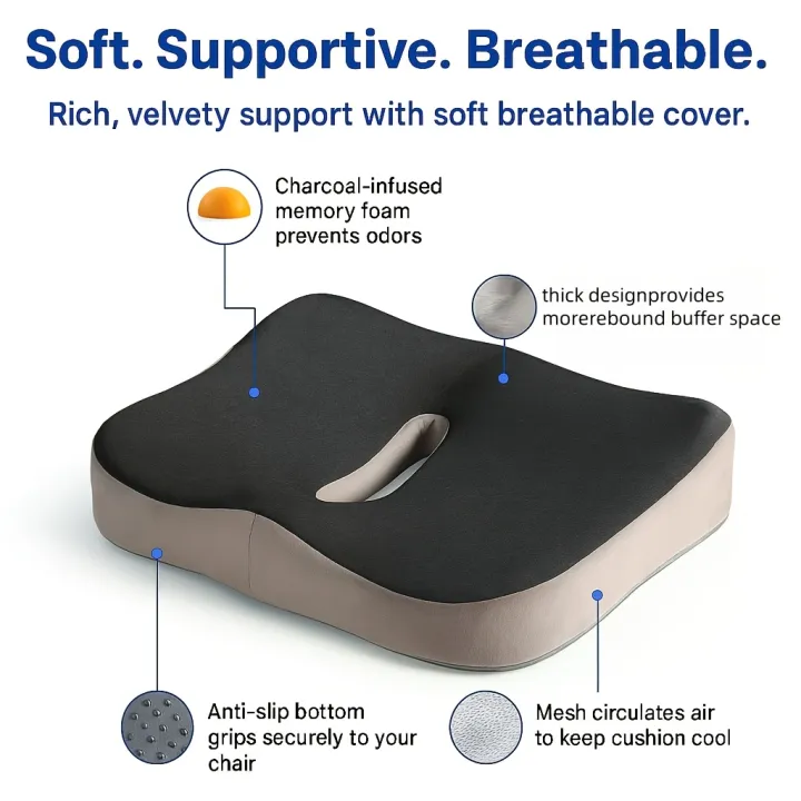 1pc%20Memory%20Foam%20Seat%20Cushion%20-%203D%20Ergonomic%20Support%7C%20Light%20Green%20&%20Grey,%20Washable%20Polyester,%20Car/Office%20Essentials%20Home%20Decor%20-%20Image%203