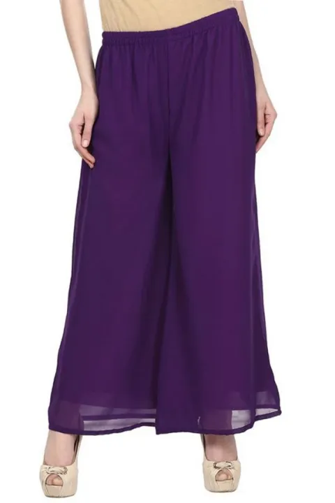Pure%20Georgette%20With%20Lining%20Crape%20Flare%20Plazo%20Pant%20For%20Women%20-%20Image%203