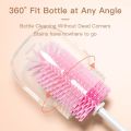 360 Degree Rotation 3 in 1 Silicone Baby Bottle Pacifier Brush Wash Water Cup Container Straw Cleaning Brush Set. 