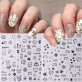 2Pcs Cartoon Cute Cat Nail Childlike Stickers Holographic Love Heart Bronzing Star Sliders Silver Chrome Nail Art Manicure Decor. 