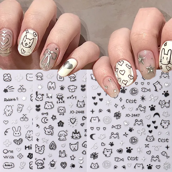 2Pcs%20Cartoon%20Cute%20Cat%20Nail%20Childlike%20Stickers%20Holographic%20Love%20Heart%20Bronzing%20Star%20Sliders%20Silver%20Chrome%20Nail%20Art%20Manicure%20Decor%20-%20Image%202