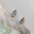 New Trendy Four-pointed Star Hoop Earrings For Women Simple Asymmetric Silver Color Earring Aesthetic Jewelry . 