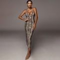Summer  Leopard Sleeveless Elegant Dress Women Clothing Female Fashion High Waist Spaghetti Strap Slim Evening Party Dresses. 