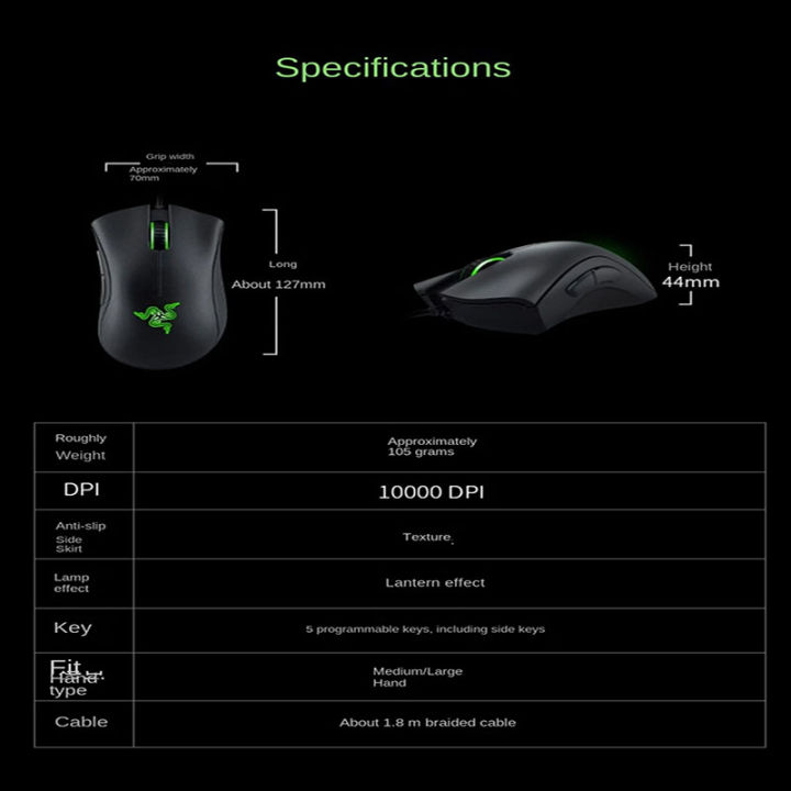 Razer%20DeathAdder%20Essential%20Wired%20Gaming%20Mouse%20/%20Wired%20Mice%206400DPI%205%20Independently%20Buttons%20For%20Laptop%20PC%20Gamer%20-%20Image%203