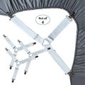 4 PCS Bed Sheet Holder Straps, Elastic Mattress Corner Clips 3 Way Fitted Bed Sheet Fastener Suspenders Grippers sheets  bedding. 