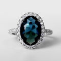 Huitan Charming Blue CZ Women Rings Wedding Party Accessories Bling Bling Graceful Bridal Eternity Ring Trendy Jewelry Wholesale.