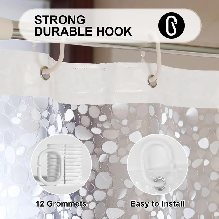 3D%20Pebble%20Clear%20Shower%20Curtain%20Liner%20with%20Magnets%20&%20Hooks,%20Fashion%20Plastic%20Bathroom%20Curtain%20for%20Bathtubs%20Bath%20Decor%20-%20Image%203