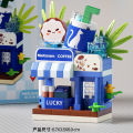 NEW DIY Hamburger Restaurant Coffee Store Flower Street View Food Building Blocks Kit Girls Bricks Movie Model Kids Toy Children. 
